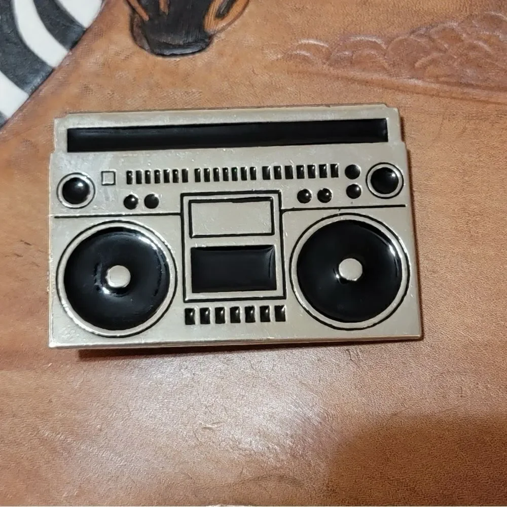 Made in USA Retro Boom Box Belt Buckle